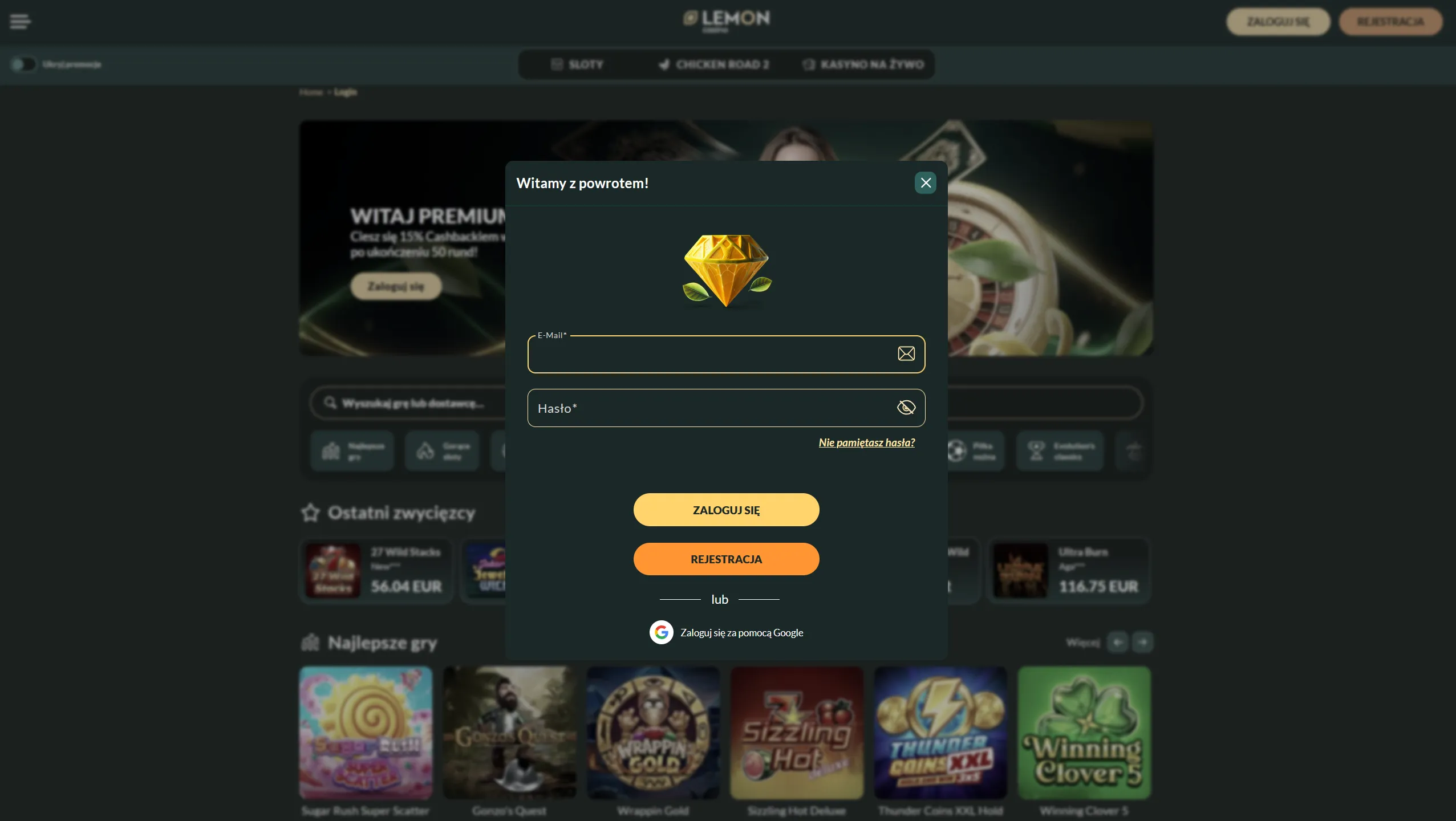 Lemon Casino login — metody logowania