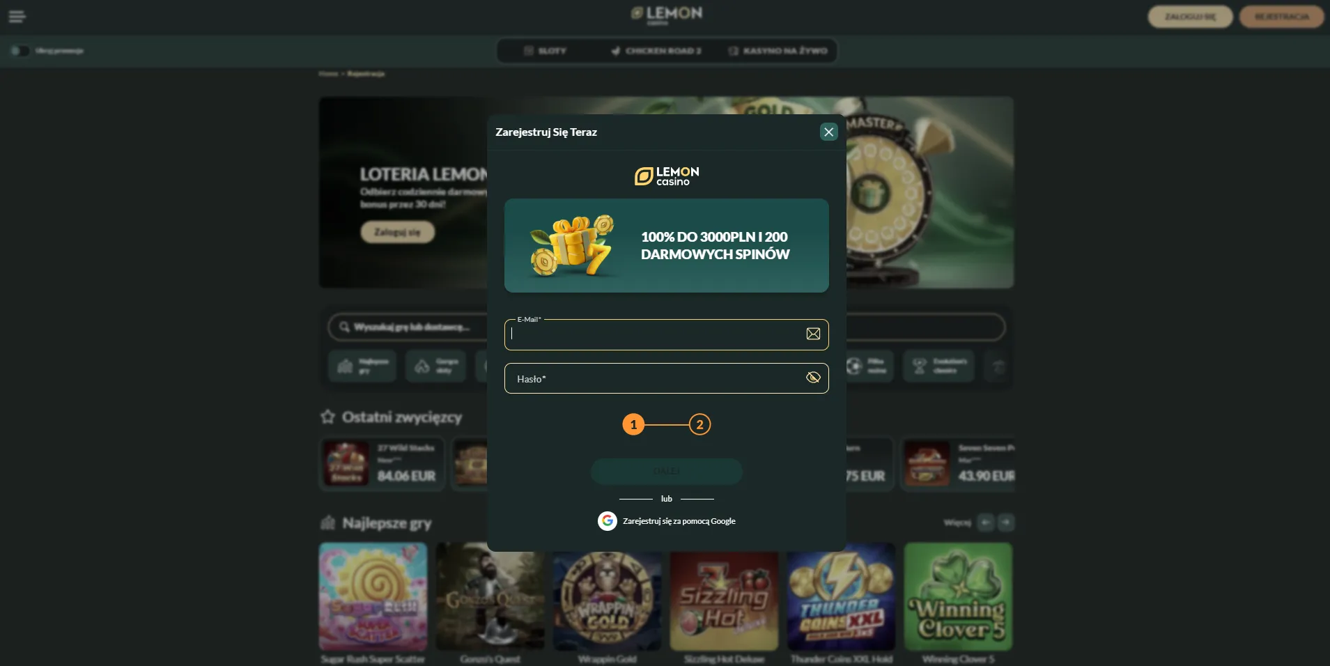 Rejestracja w Lemon Casino krok po kroku